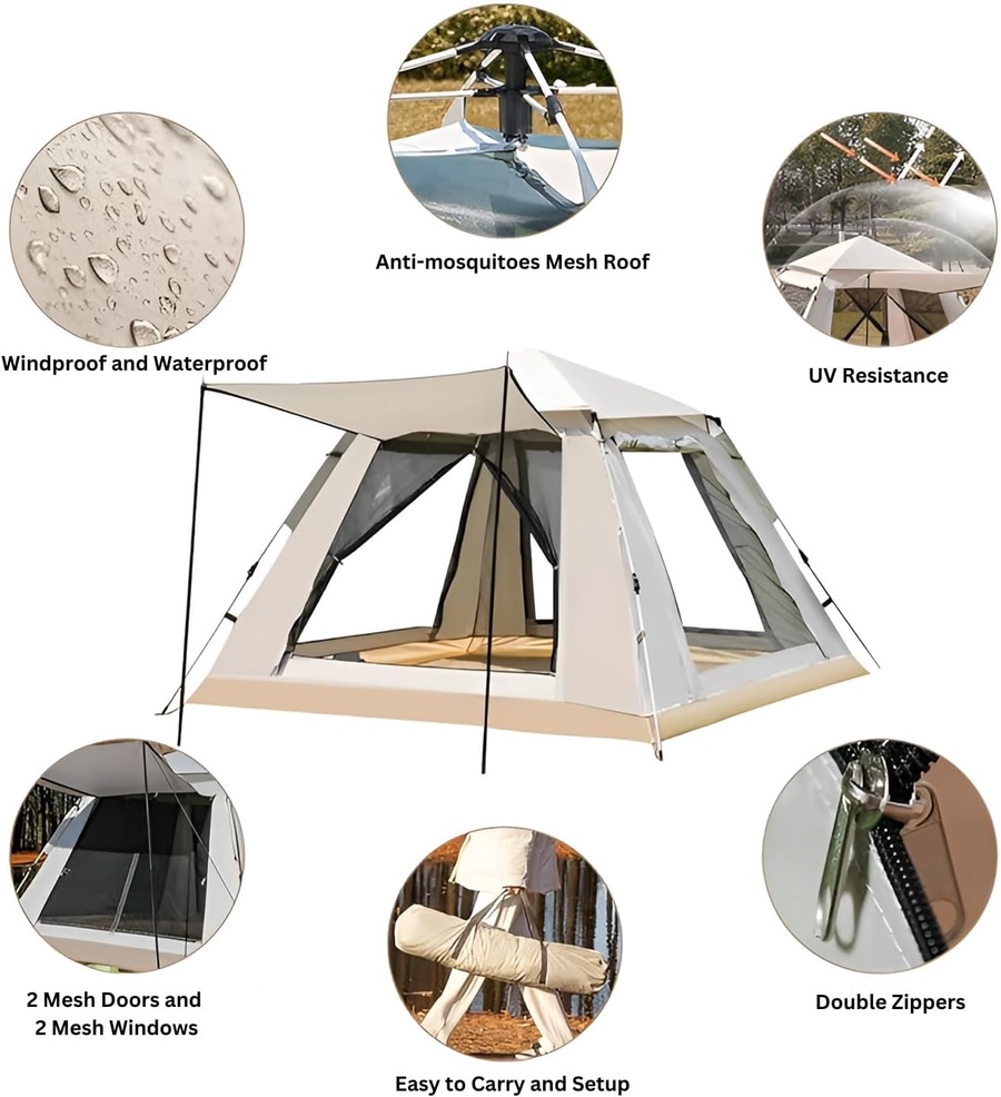 خيمة عائلية أوتوماتيكية تتسع لـ3–4 أشخاص - الصورة 3